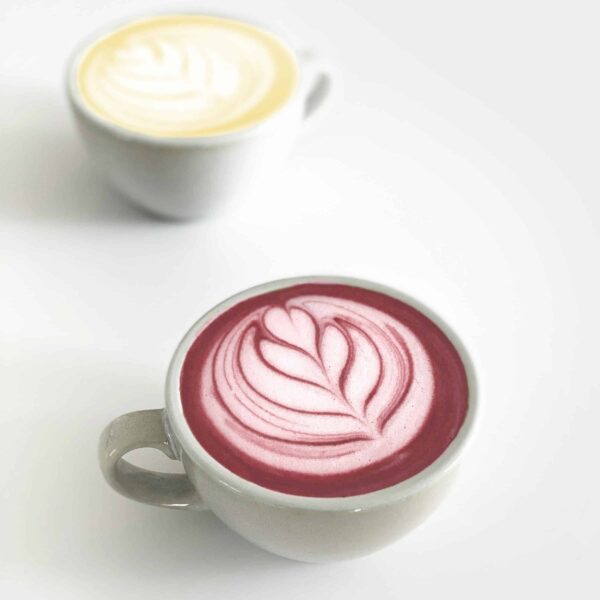 latte art pink chai golden milk